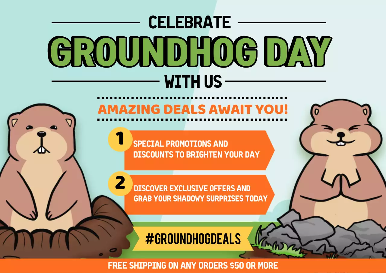 Green Retro Groundhog Promotion Poster