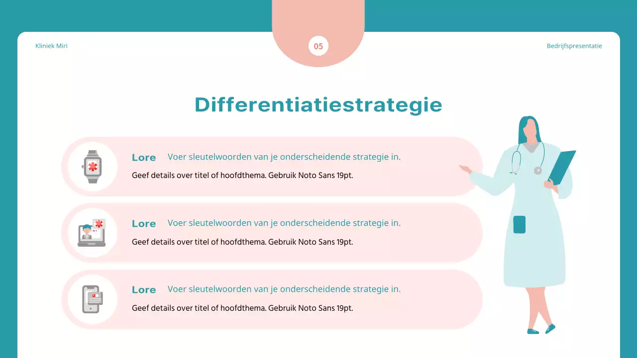 Eenvoudig marketingvoorstel voor ziekenhuizen in blauw en rood