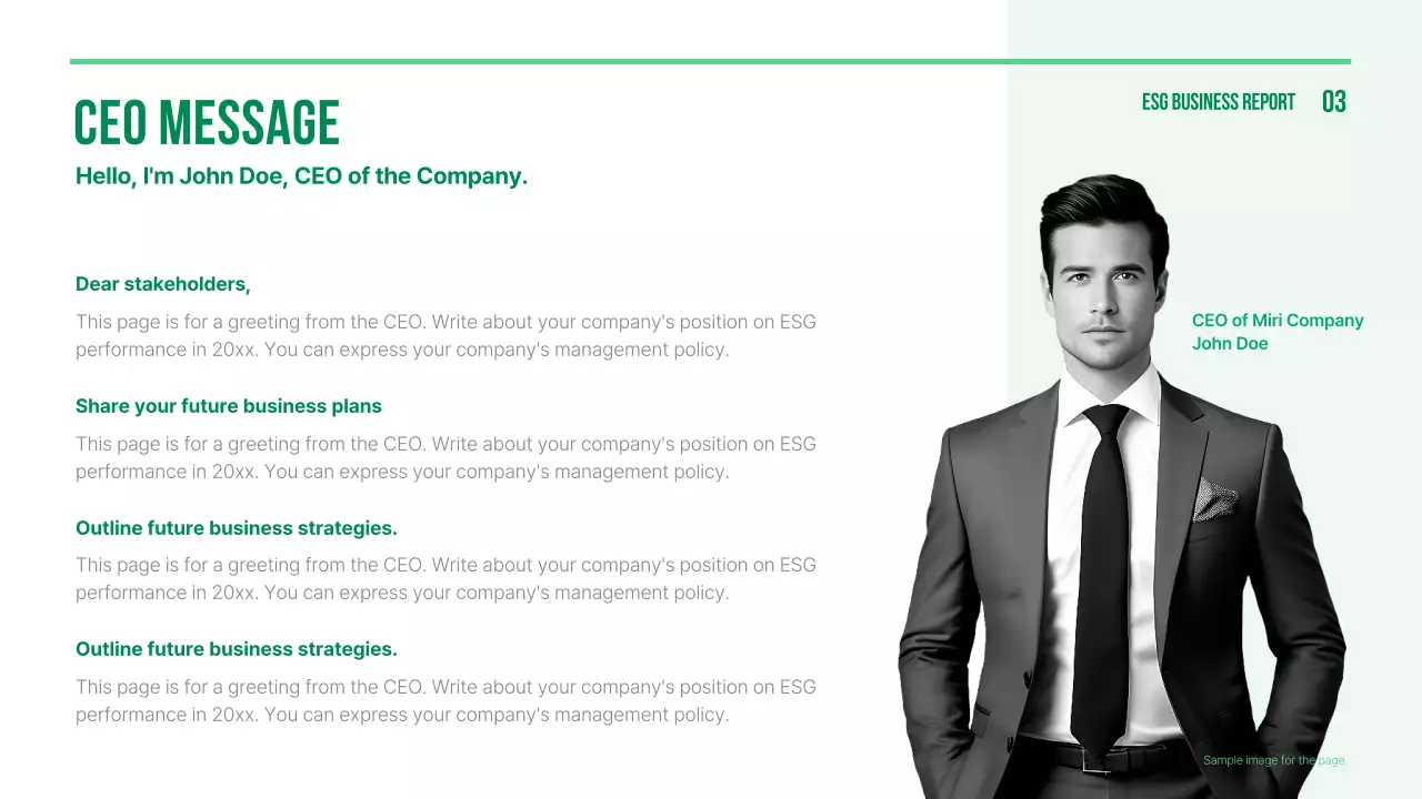 그린 미니멀리스트 비즈니스 보고서 프레젠테이션