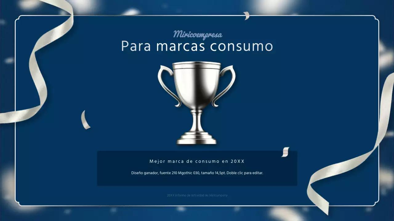 Un lujoso informe de resultados de fin de año en azul marino y plata