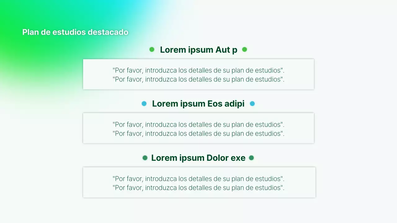 Una sencilla presentación de la cartera del instructor en verde y azul claro