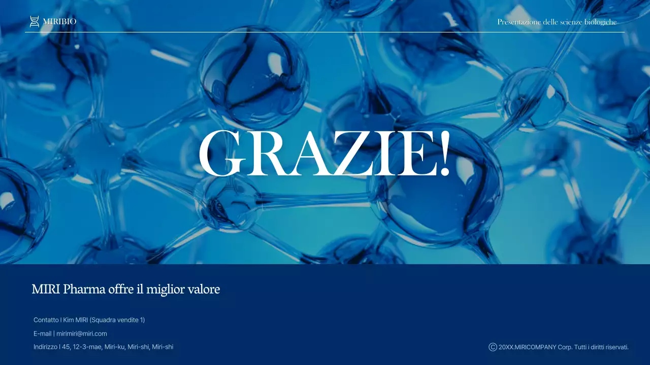 Profilo di un'azienda sanitaria e farmaceutica moderna in blu e azzurro