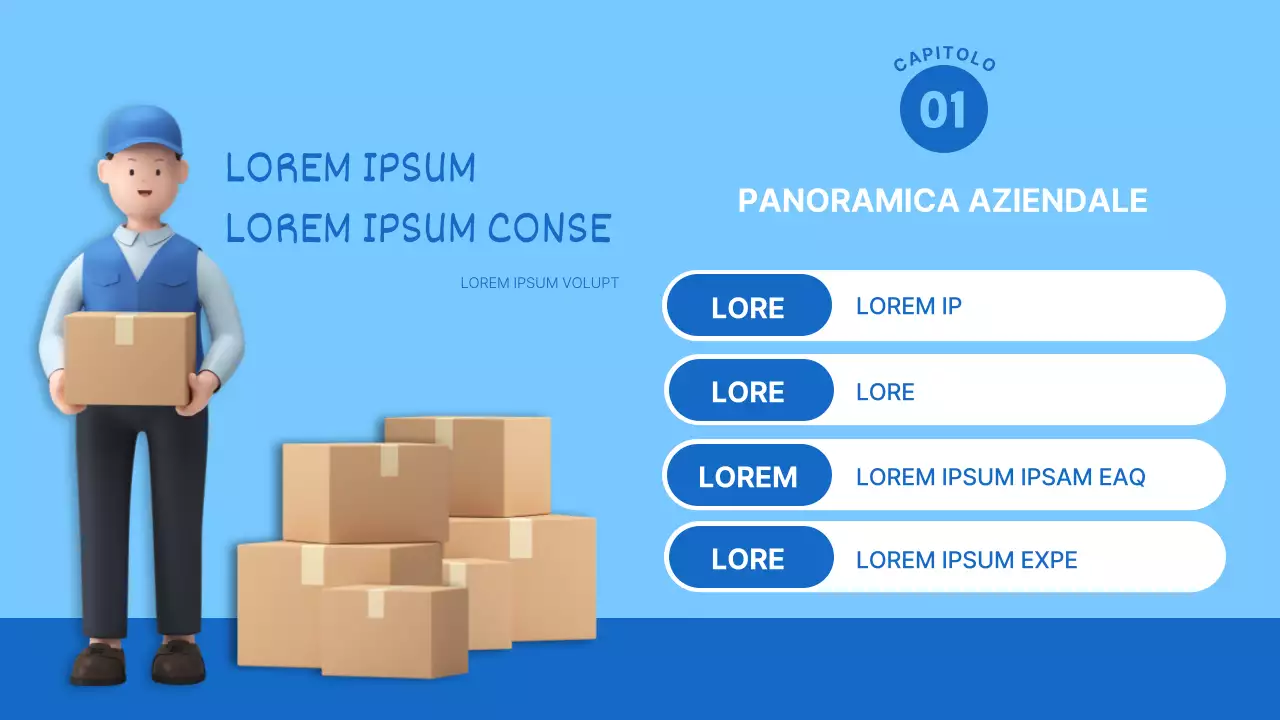 Un semplice business plan di logistica in blu