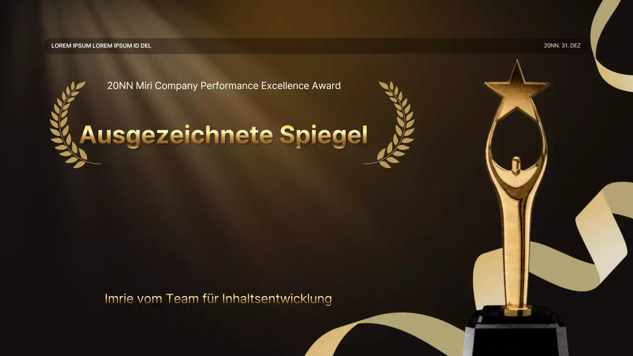 Eine luxuriöse Leistungspräsentation in Gold und Braun und ein Veranstaltungsbericht zum Jahresende