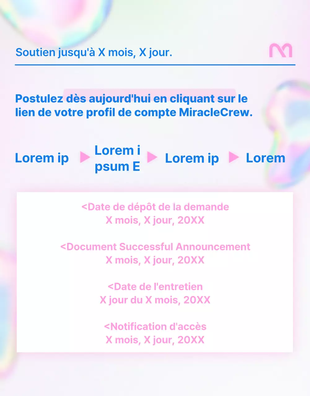 Offre d'emploi simple en rose et bleu