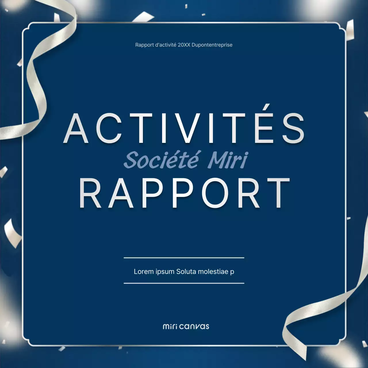 Un luxueux poste de rapport de performance de fin d'année en bleu marine et en argent