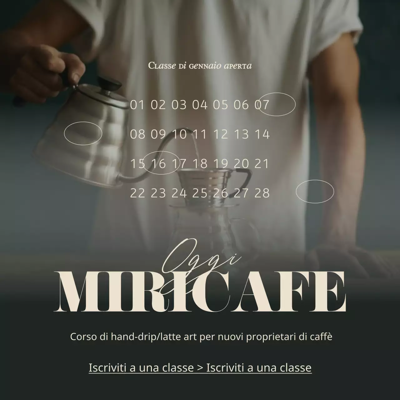 Un semplice annuncio di marca di un caffè in verde e avorio