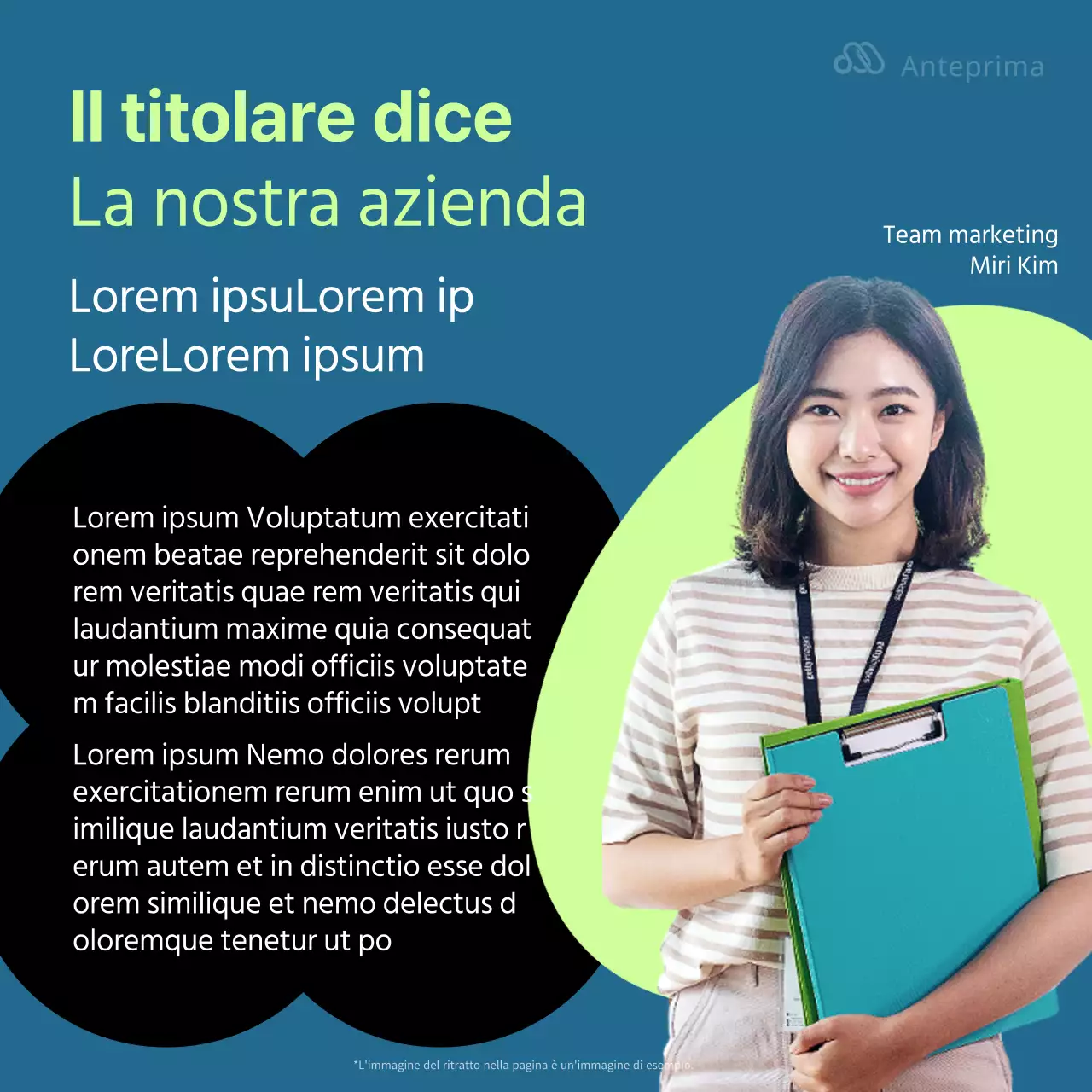 Promuovete la vostra azienda con colori fluorescenti e blu navy.