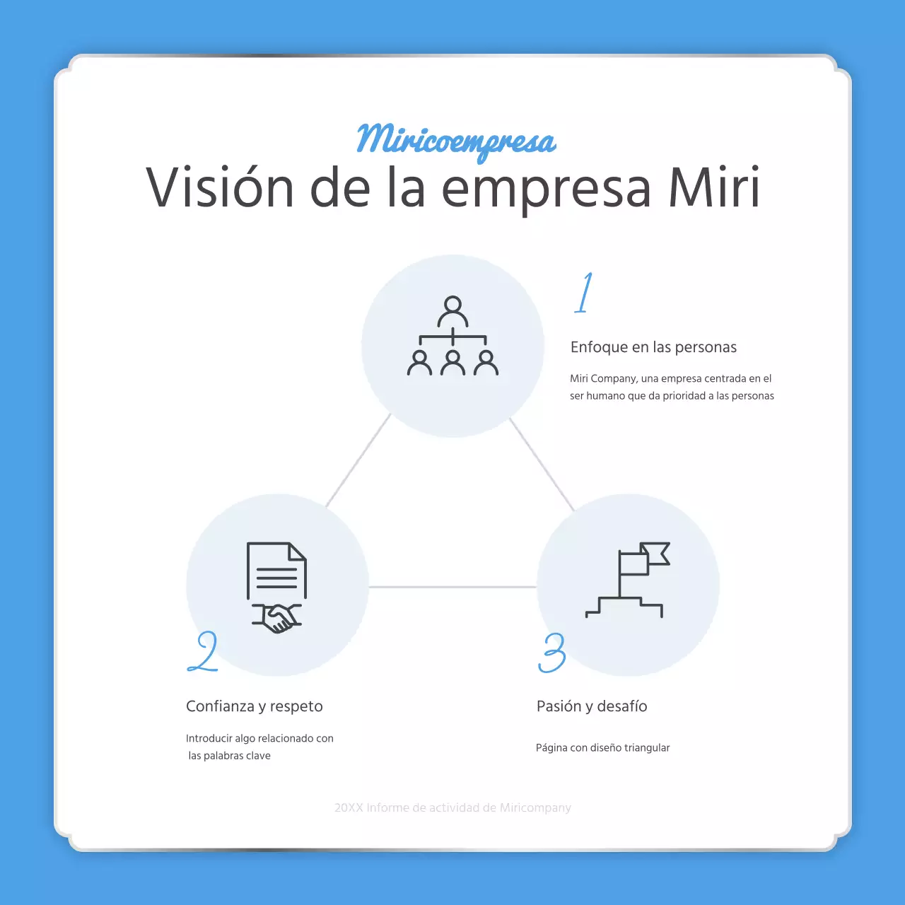 Un sencillo informe de fin de año en azul claro y blanco