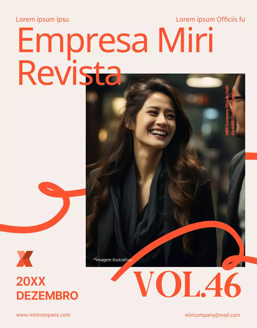 Uma bonita revista interna da empresa em cor de laranja e bege