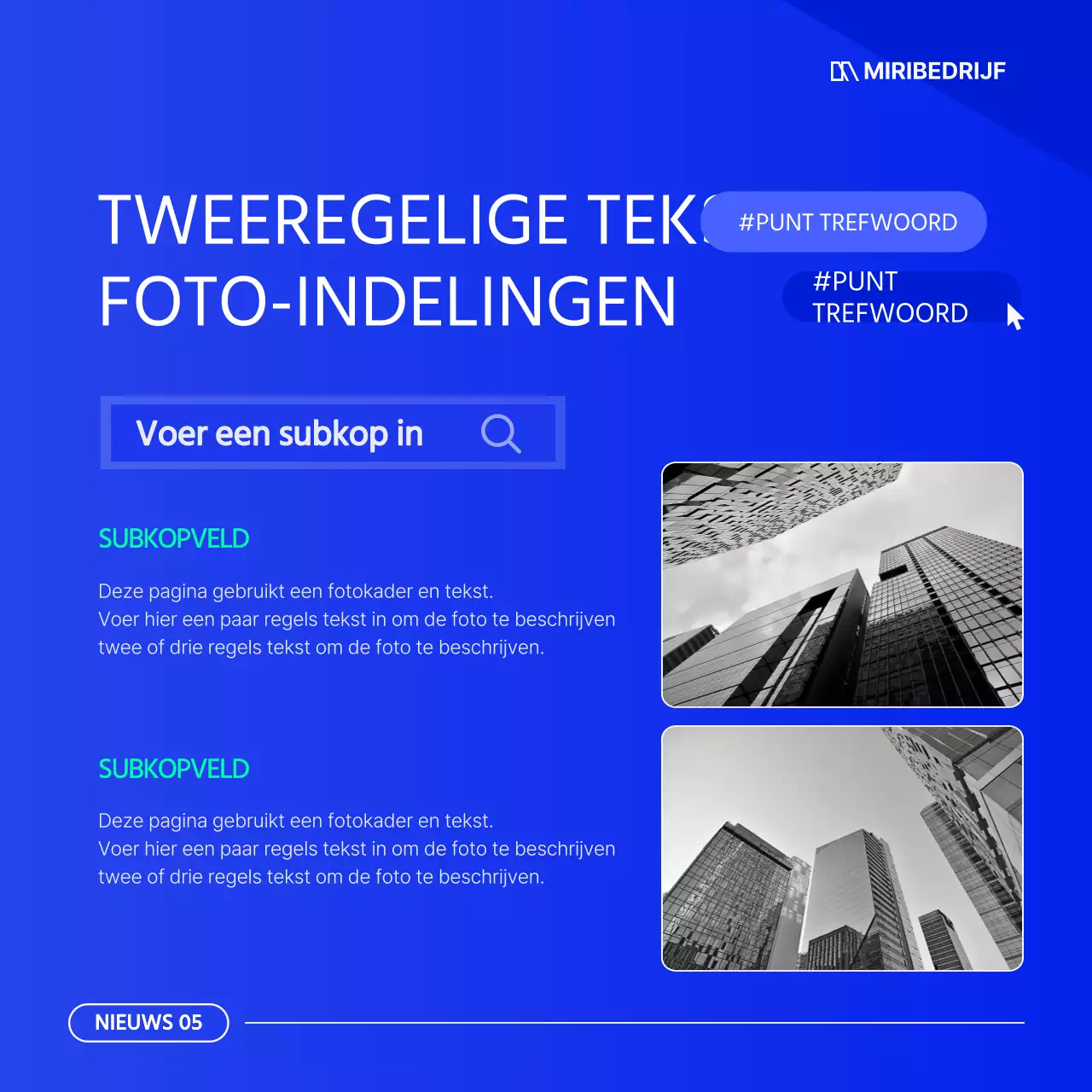 Een eenvoudige blauw-witte zakelijke nieuwsbrief