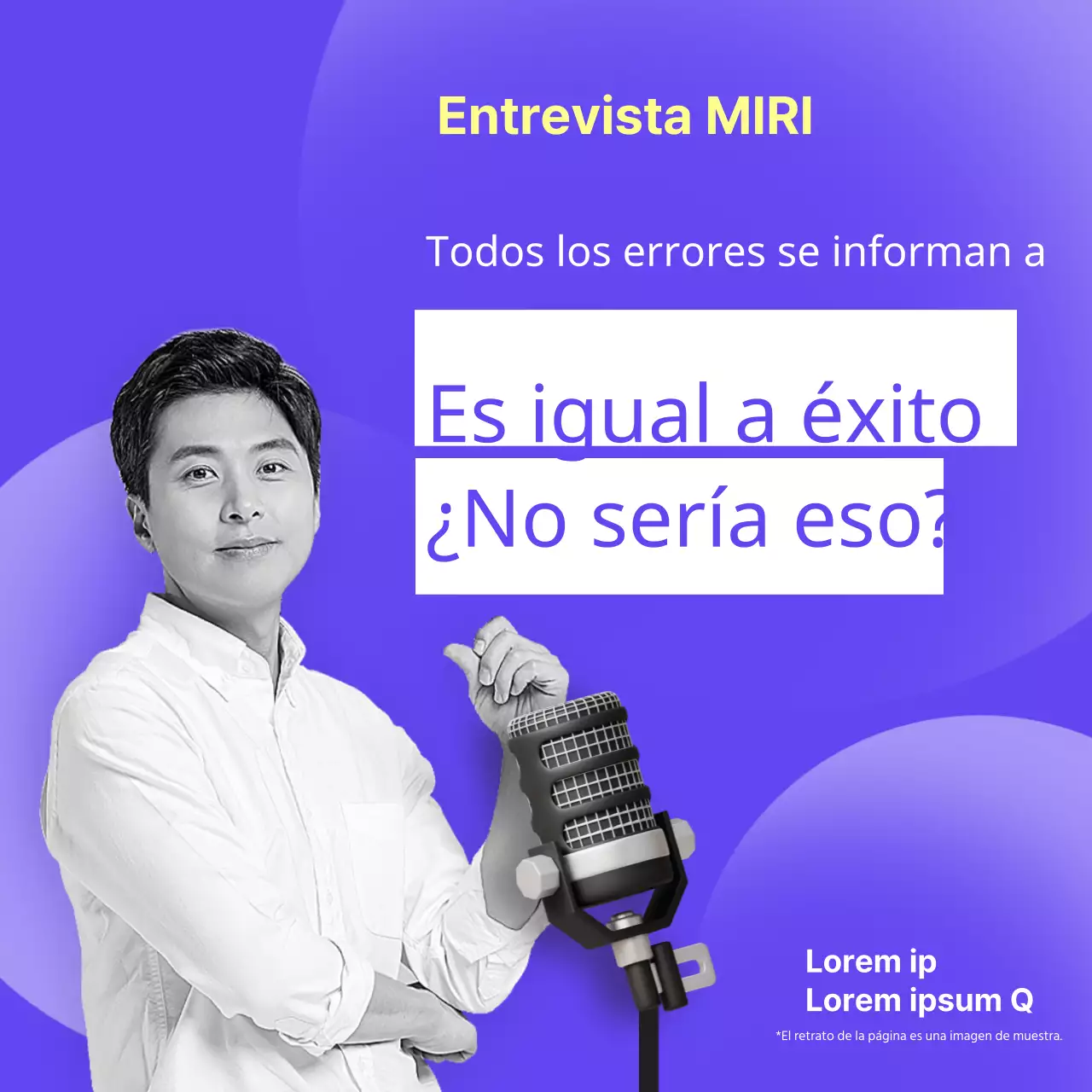 Promueva una sencilla entrevista de personalidad corporativa en morado y rosa