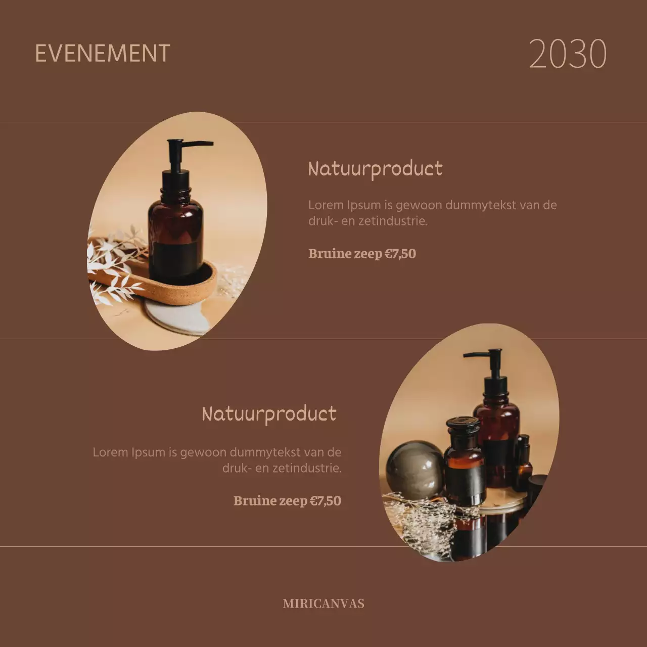 Reclame voor een luxe cosmeticamerk in bruin en ivoor.