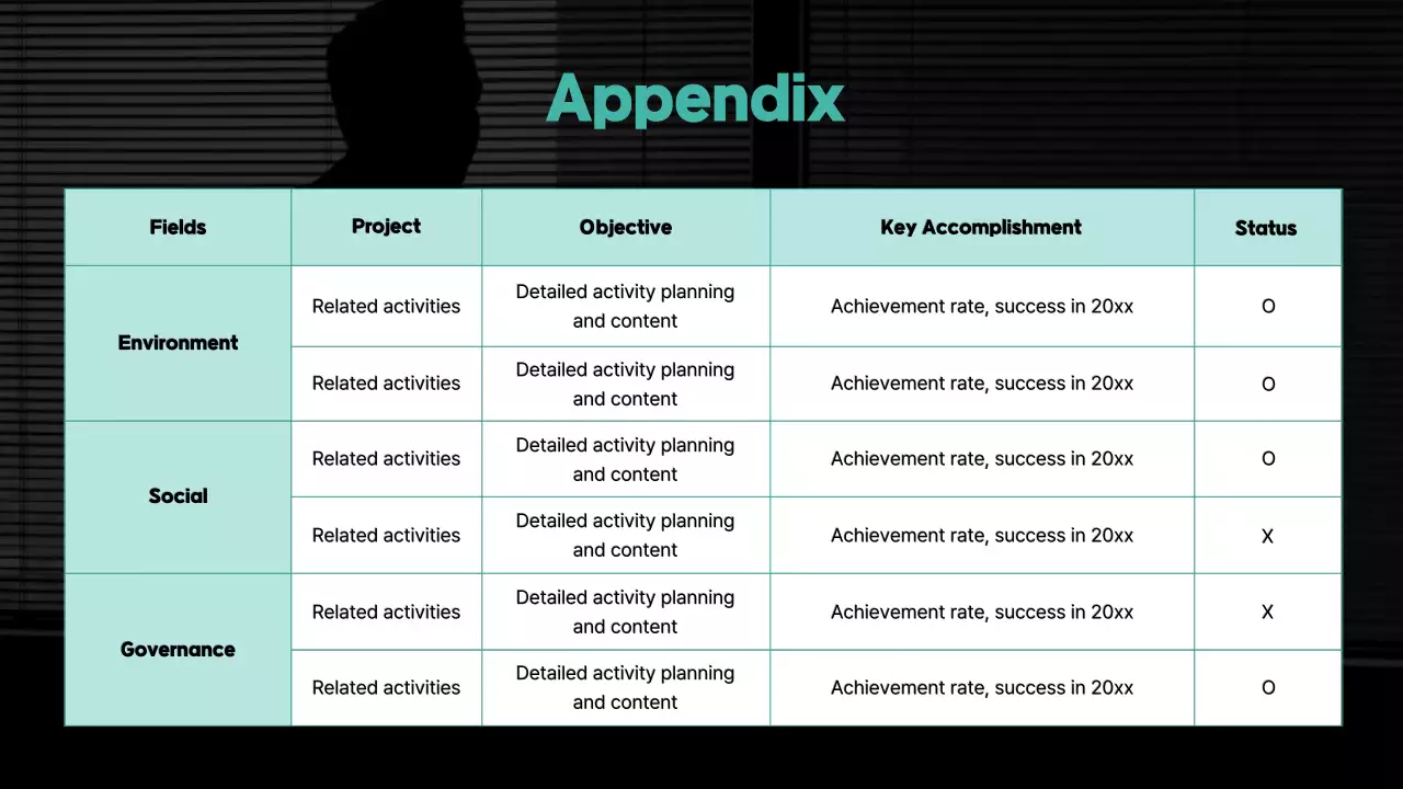 Basic feel with mint accent color ESG reports