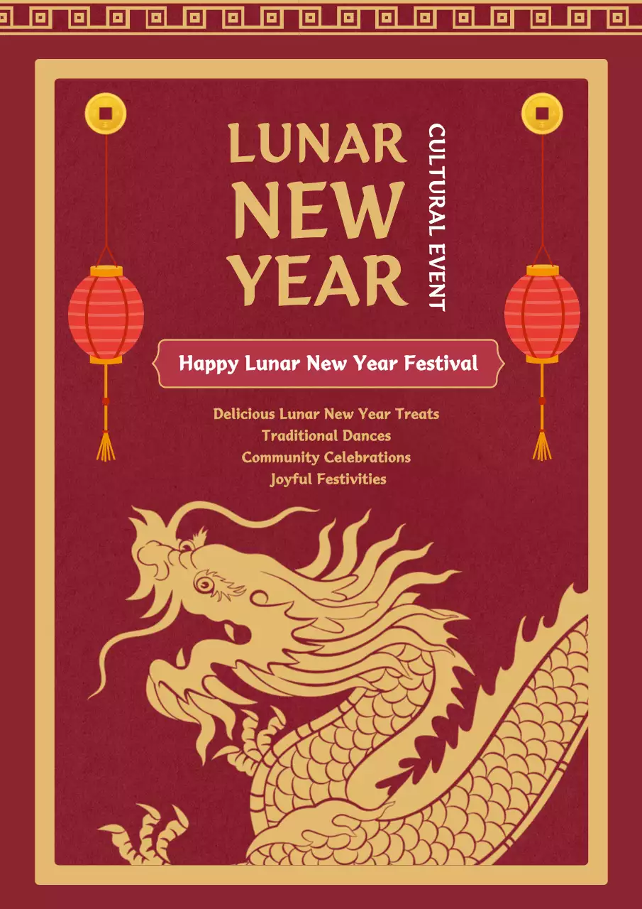 Red Traditional Festival Announcement Poster