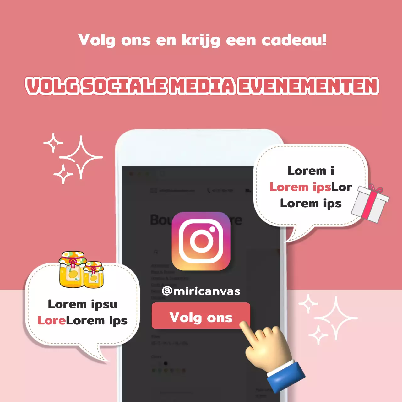 Promoot een kitscherig rood en roze volgevenement