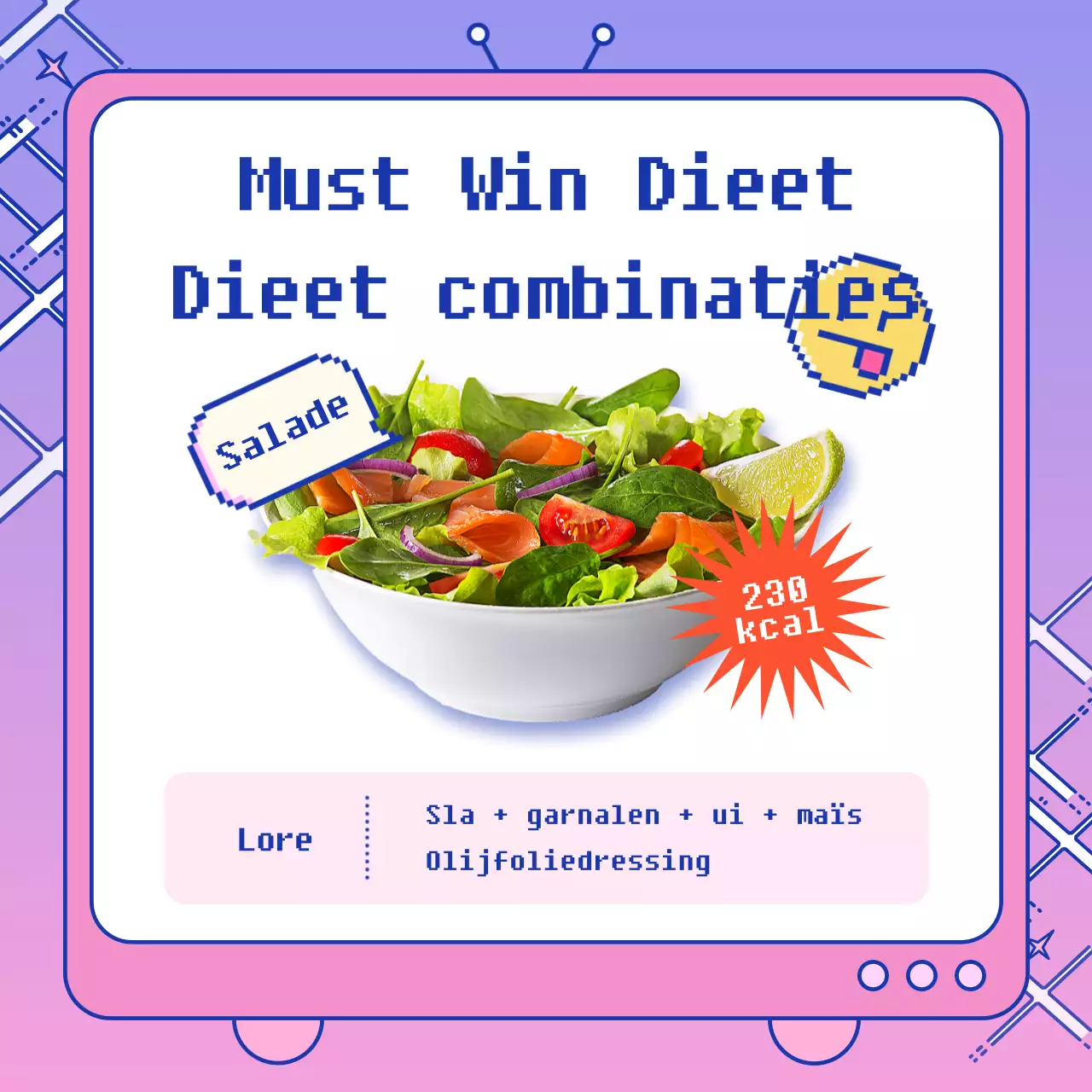 Vintage virale marketing advertentie met een mauve achtergrond