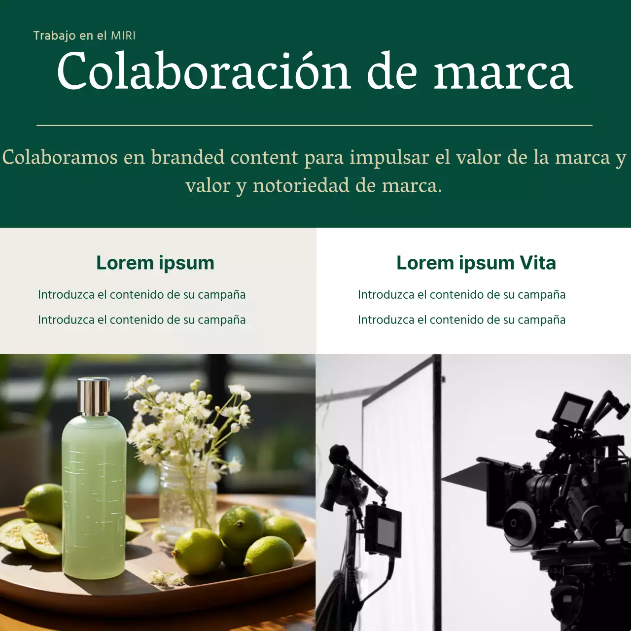 Moderno anuncio de contratación de personal en verde y beige