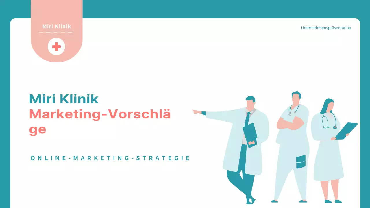 Einfacher Marketingvorschlag für ein Krankenhaus in Blau und Rot