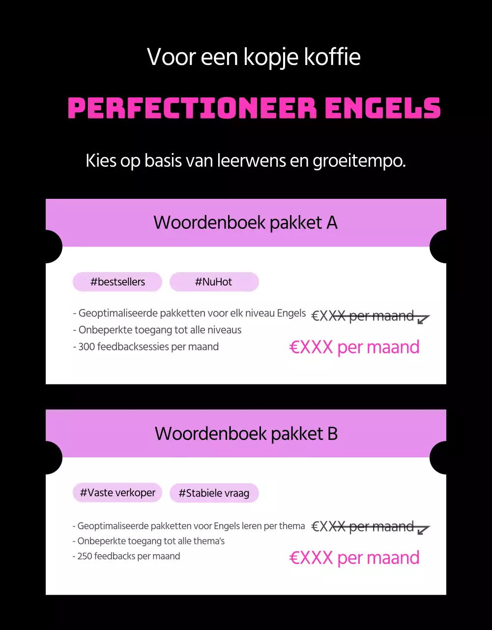 Engels leren in zwart en roze bevorderen