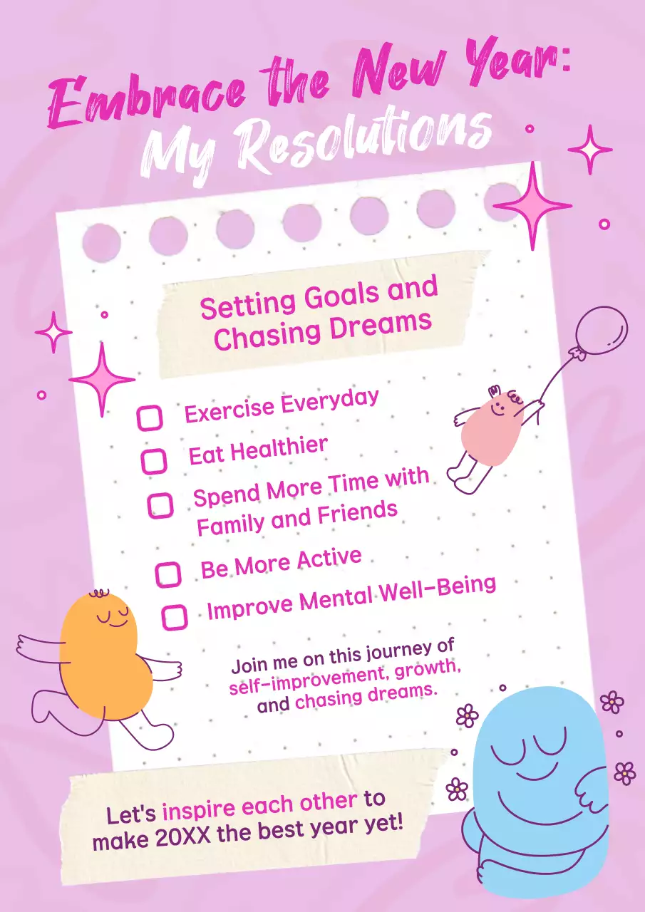 Pink Trendy Resolutions Planner Poster