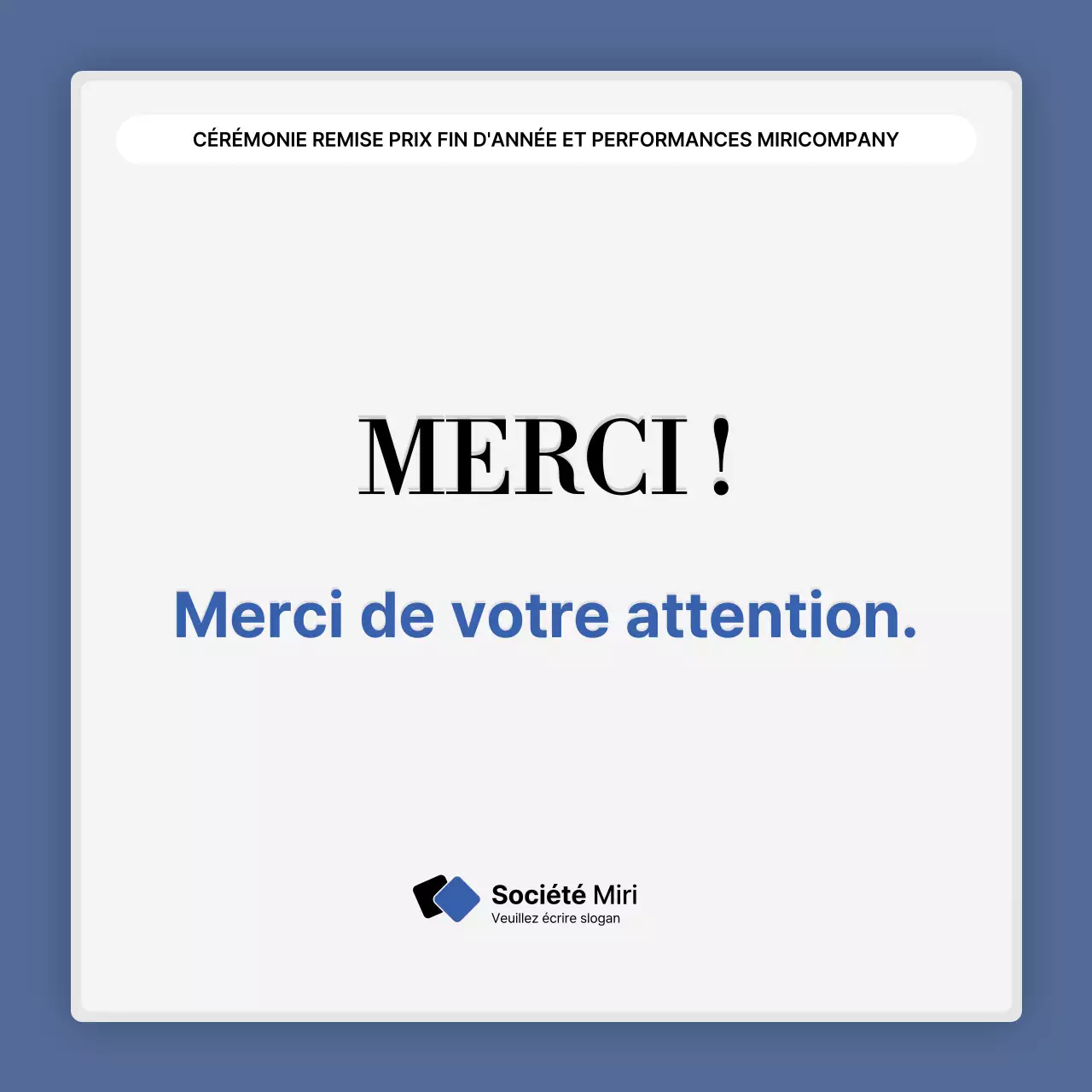 Une présentation simple des performances en bleu et blanc et un rapport sur les événements de fin d'année