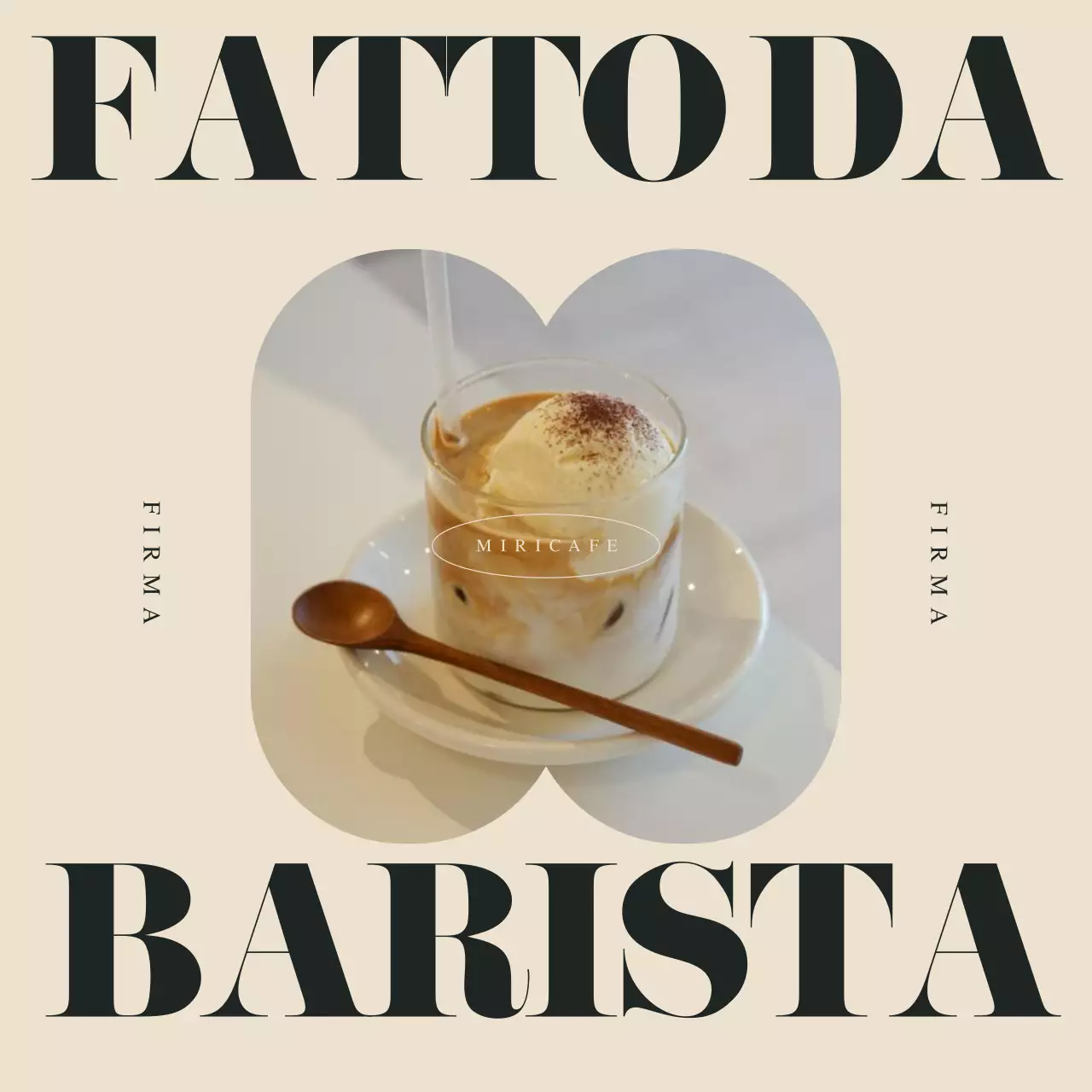 Un semplice annuncio di marca di un caffè in verde e avorio