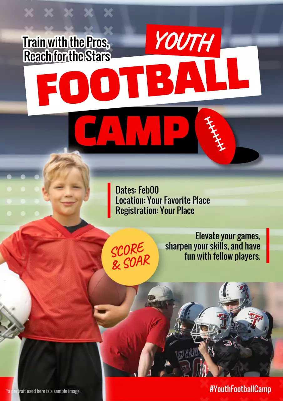 Red Modern Football Promotion Poster