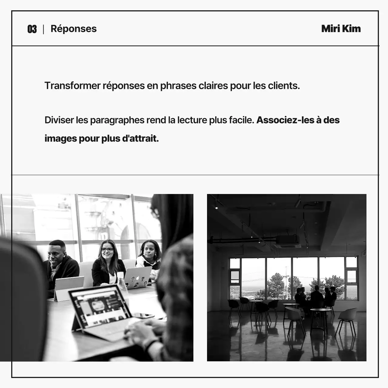 Portrait d'entreprise simple interview magazine en noir et blanc et kaki