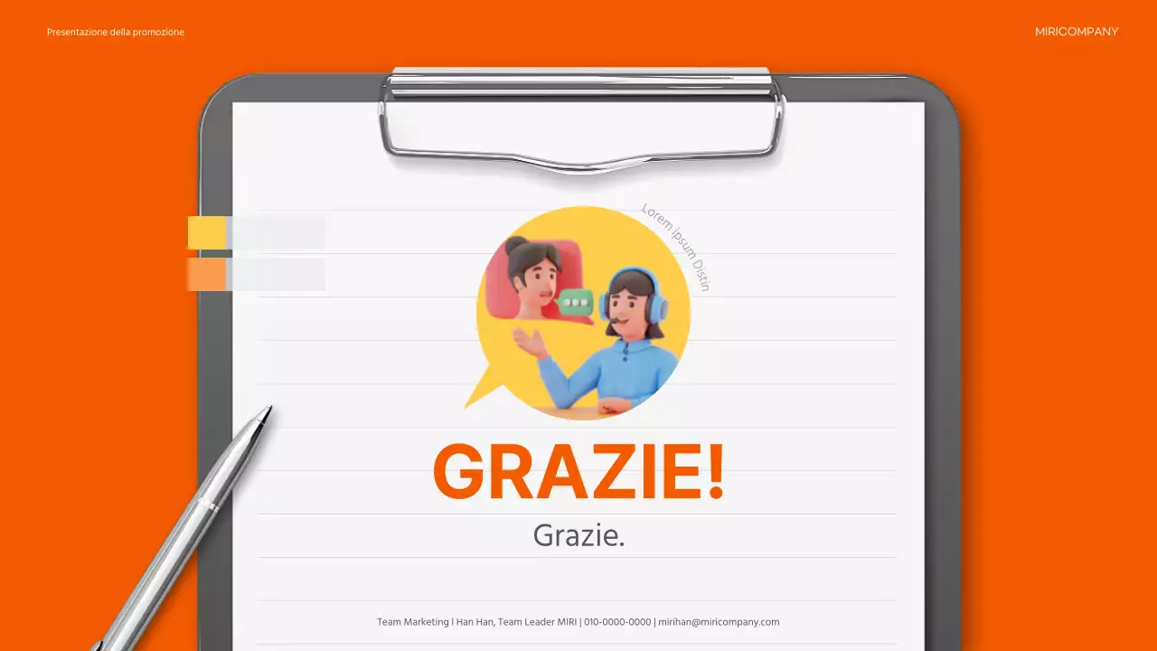 Una brochure promozionale di tendenza in arancione e grigio