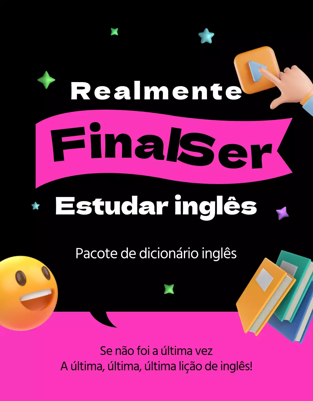 Promover a aprendizagem da língua inglesa em preto e cor-de-rosa
