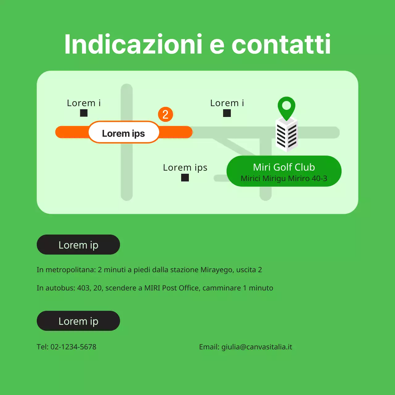 Pubblicità minimalista di mazze da golf in verde e blu