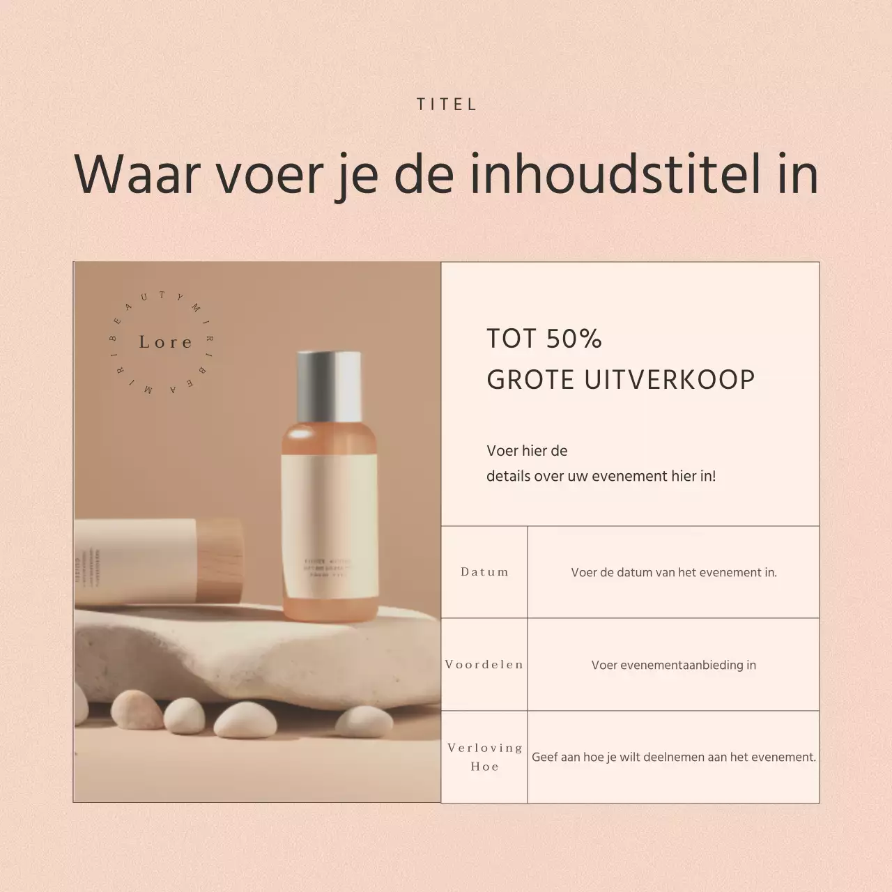 Een eenvoudige roze cosmetica Instagram feed advertentie