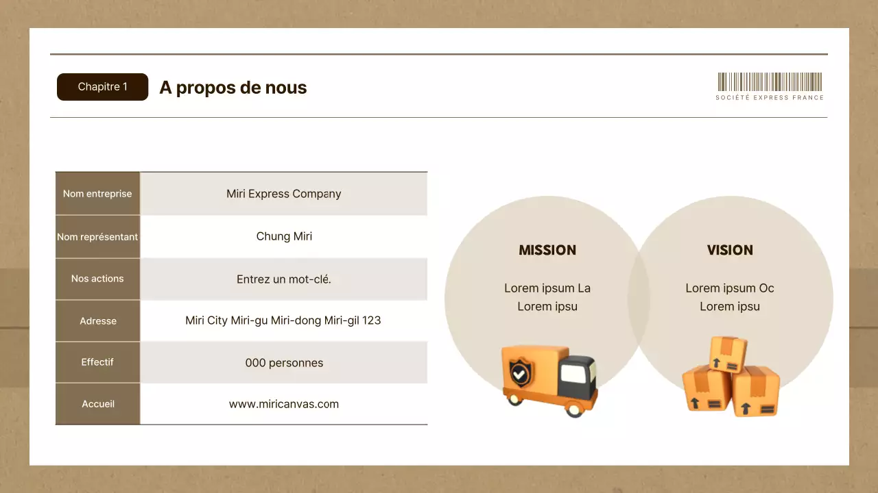 Plan d'affaires simple d'une entreprise de messagerie en marron et beige