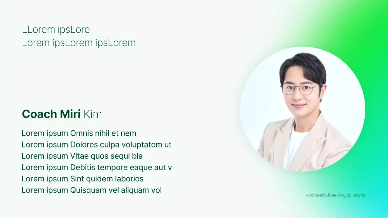 Een eenvoudige portfolio-presentatie voor docenten in groen en lichtblauw