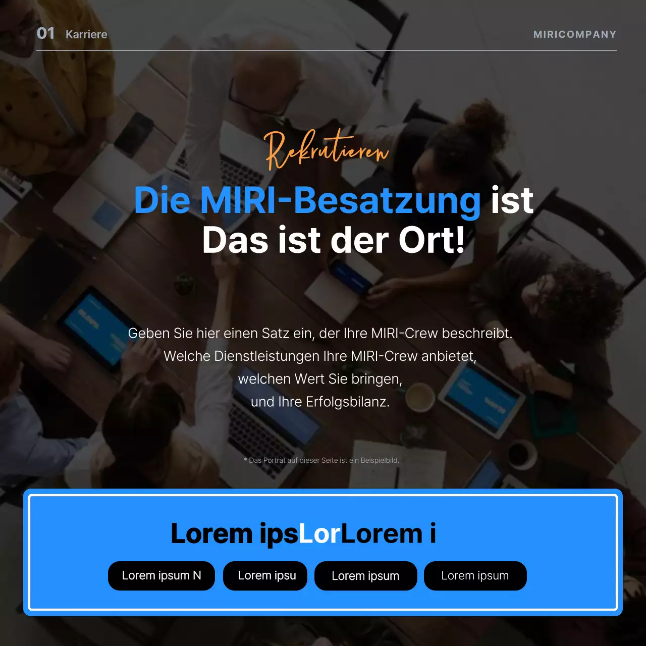 Minimalistische blaue und orangefarbene Stellenausschreibungen zur Förderung von Karrieremöglichkeiten