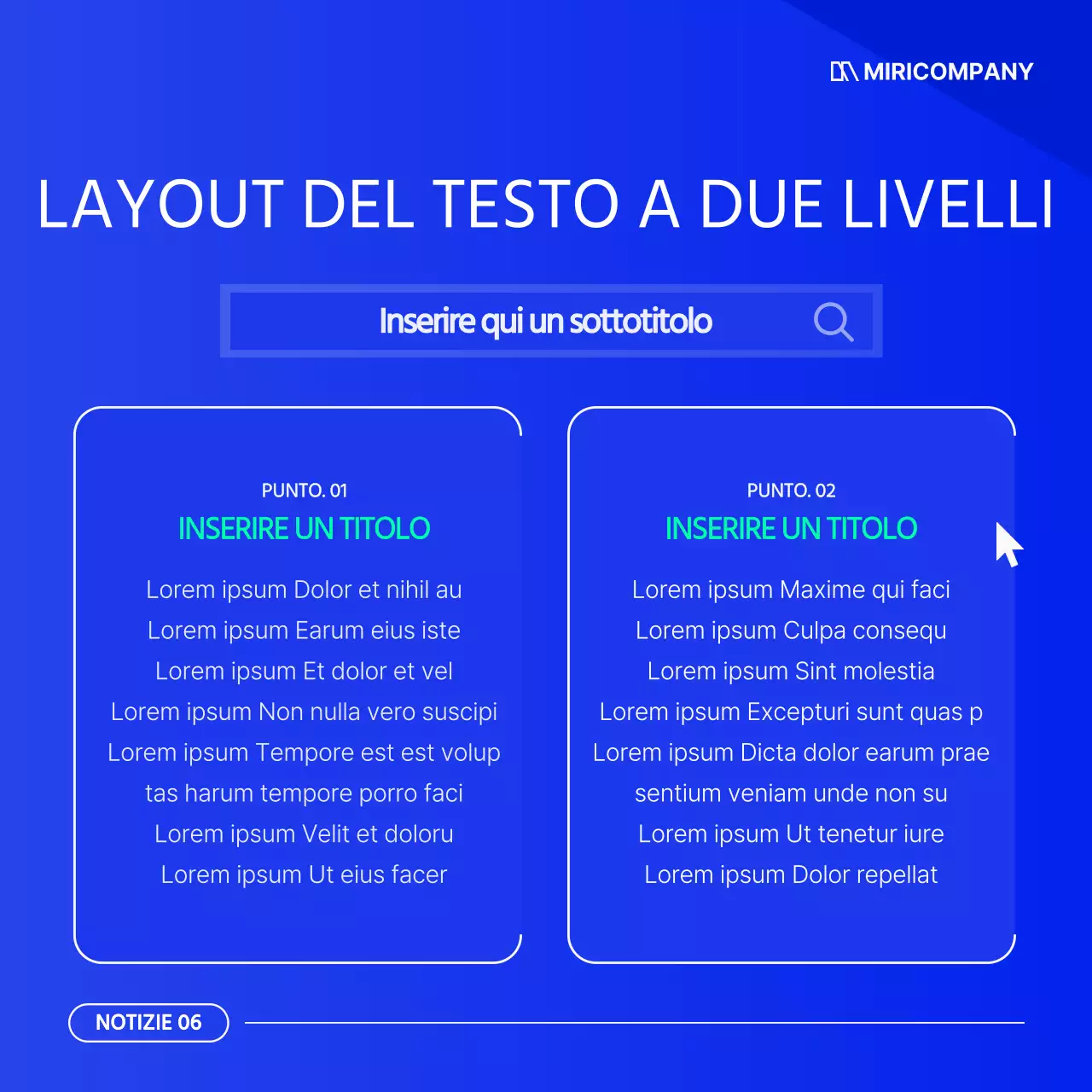 Una semplice newsletter aziendale in bianco e blu