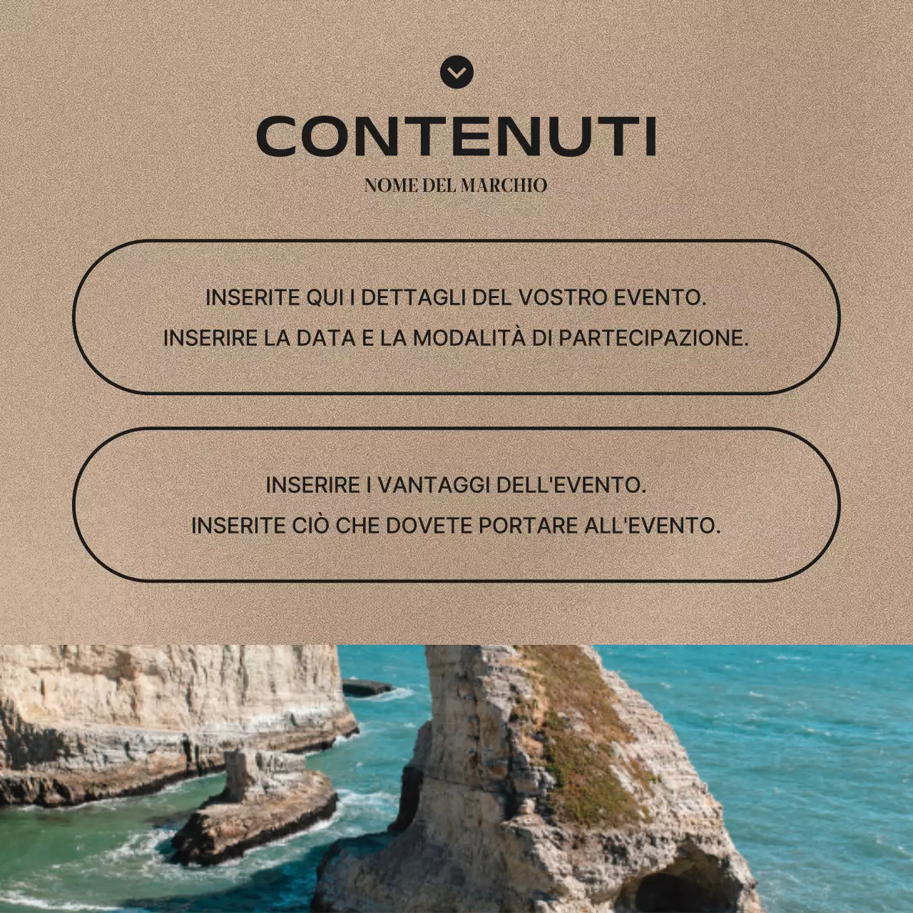 Un post sui brand kit di tendenza per i social media in marrone e rosso