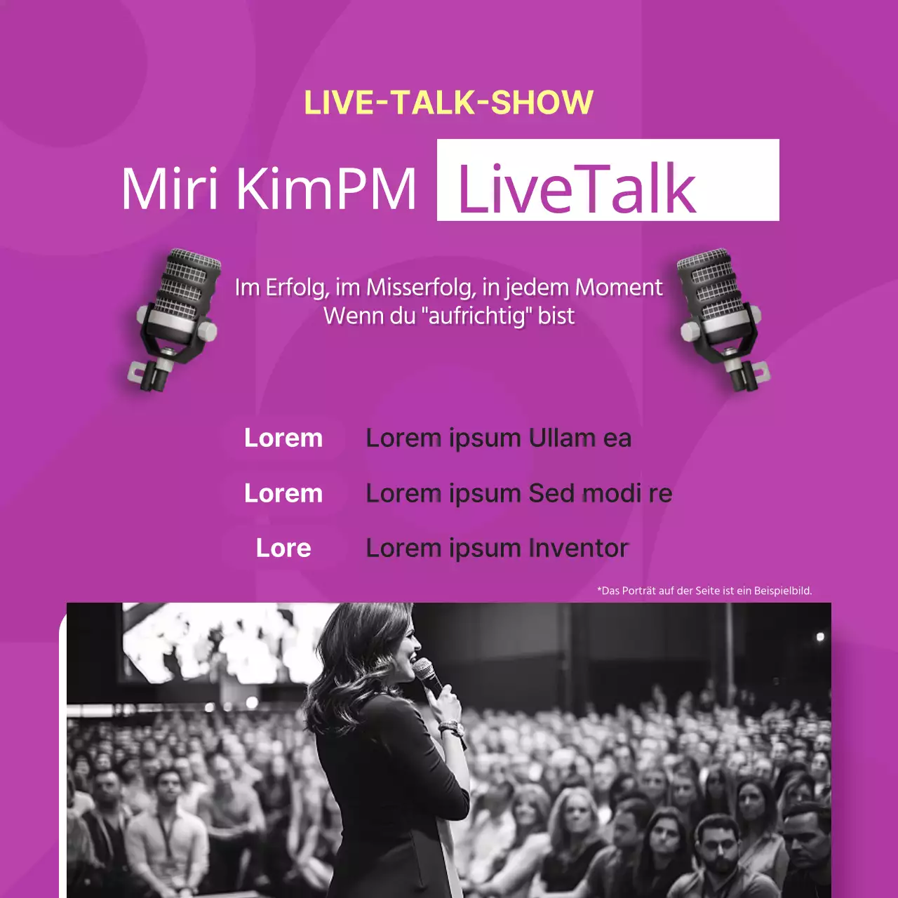 Förderung eines einfachen Interviews zur Unternehmenspersönlichkeit in Lila und Rosa