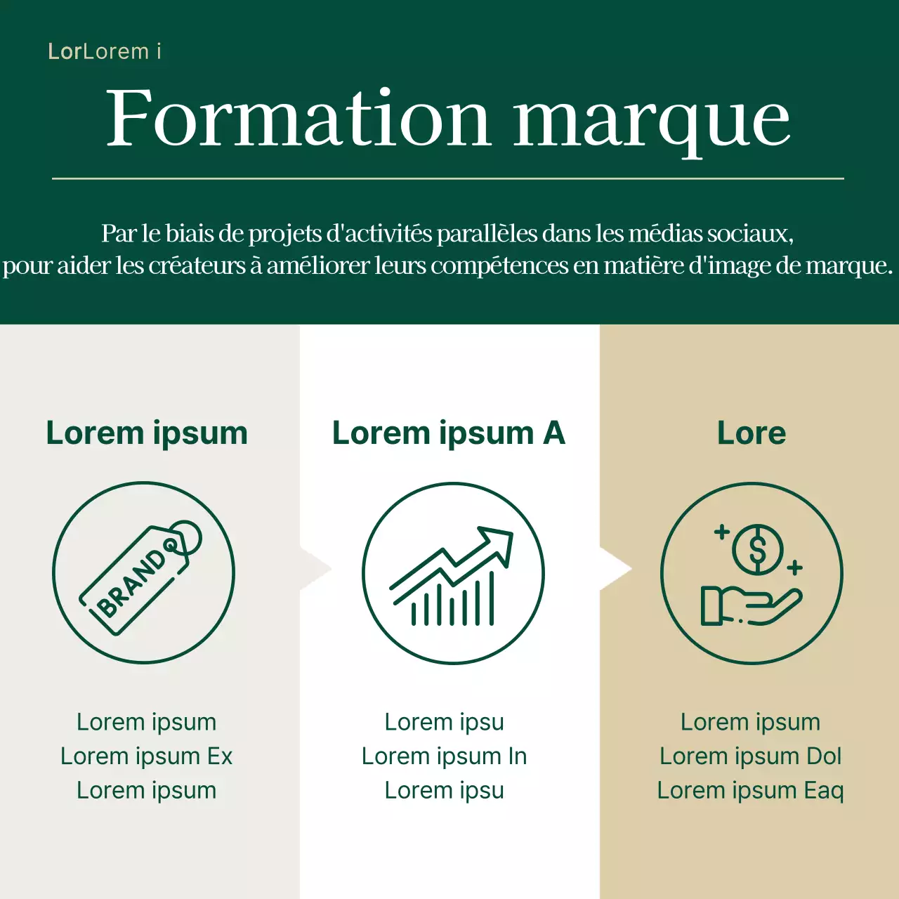 Annonce moderne de recrutement d'une équipe en vert et beige