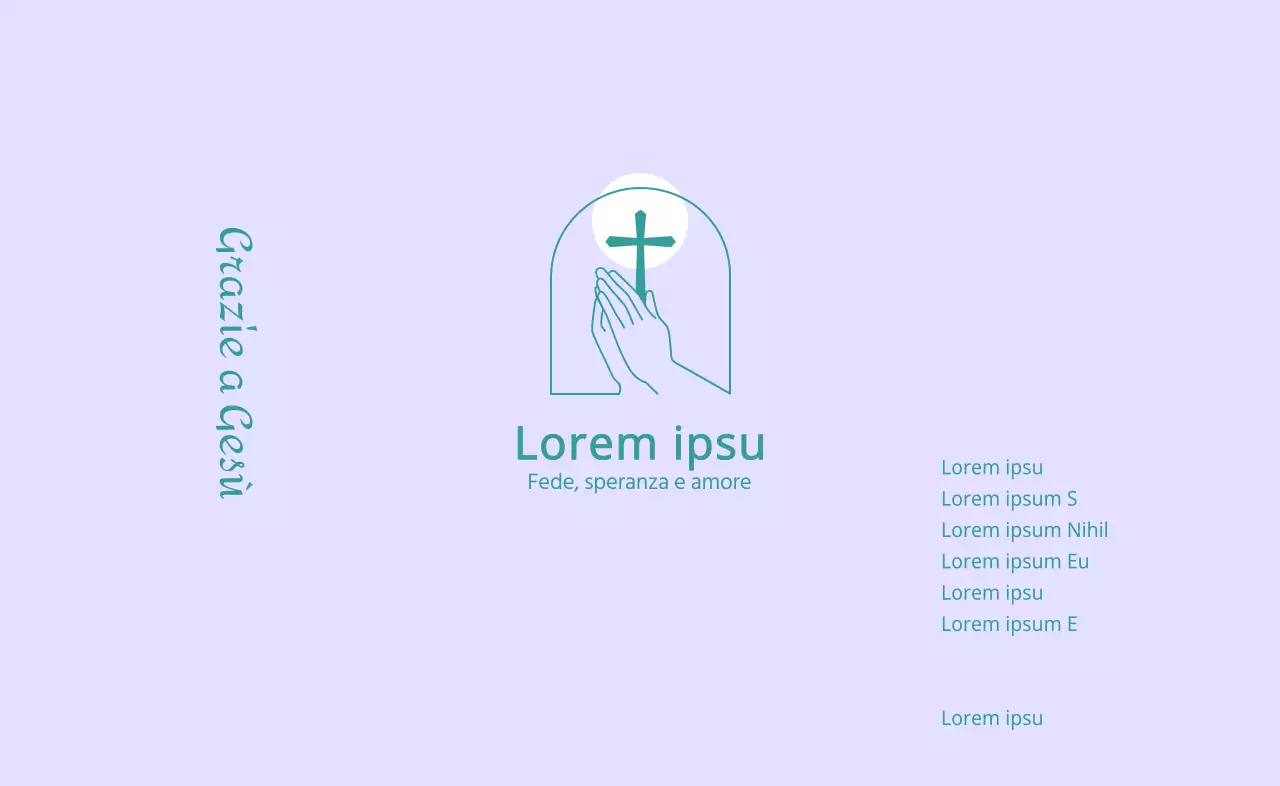 Illustrazione di linea turchese del logo della chiesa e del versetto della Bibbia