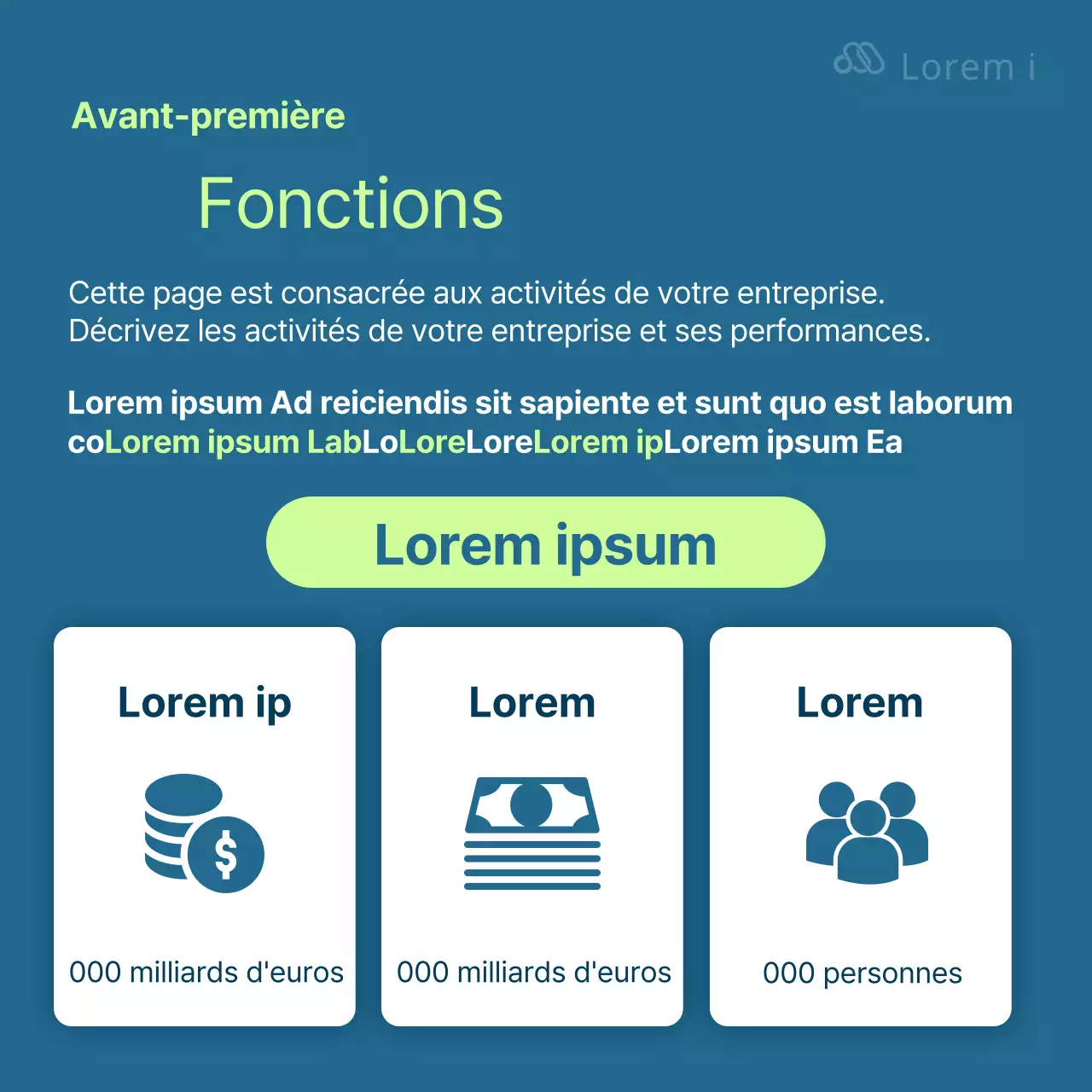 Faites la promotion de votre entreprise en bleu fluorescent et en bleu marine.