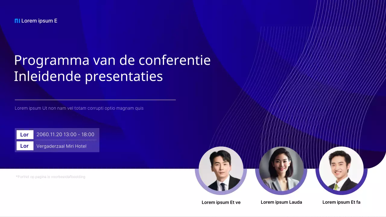 Een luxe conferentiepresentatie in marineblauw