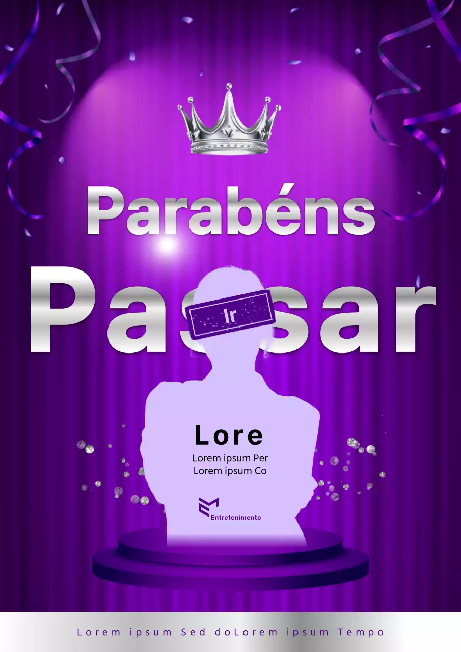 Um luxuoso anúncio roxo e prateado dos candidatos seleccionados