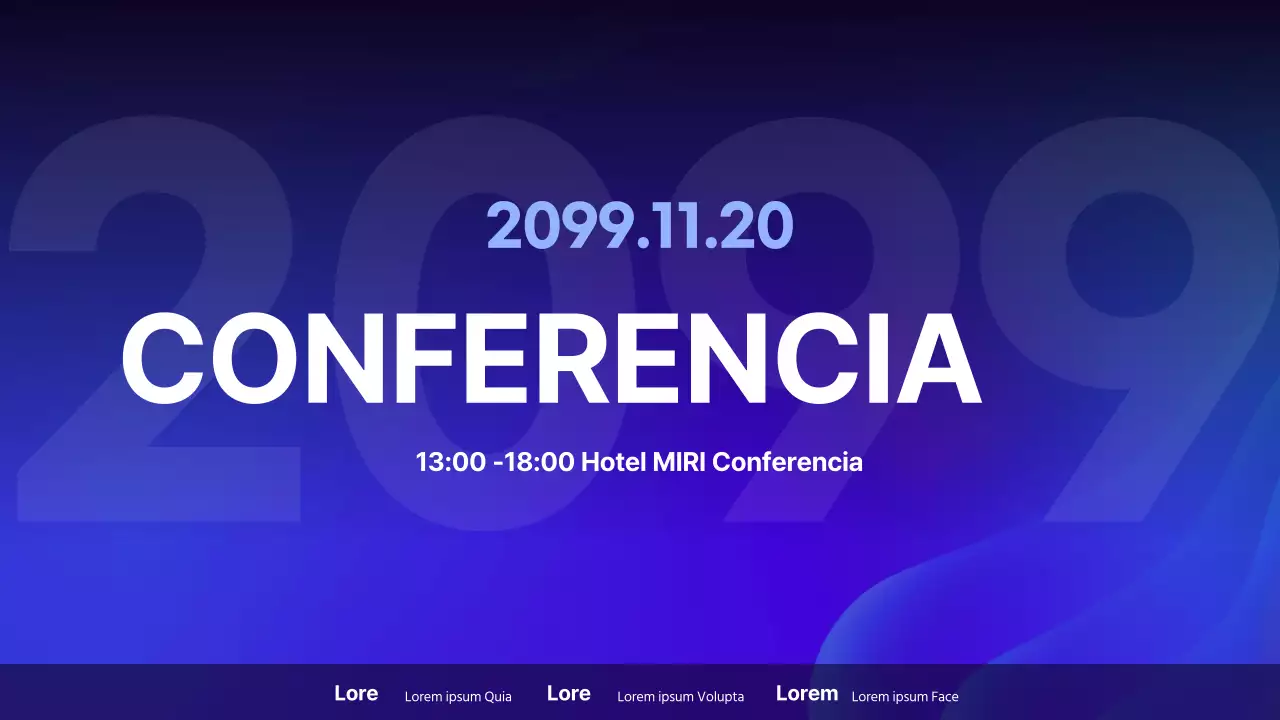 Descripción sencilla de una conferencia con fondo morado
