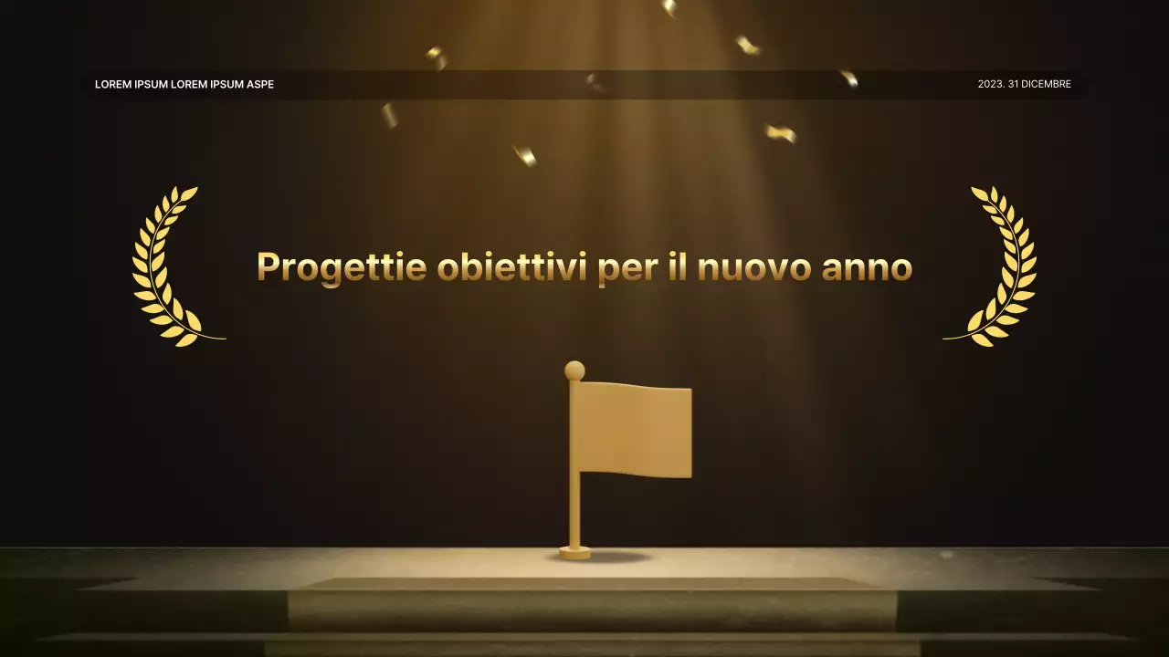 Una lussuosa presentazione delle prestazioni in oro e marrone e un resoconto dell'evento di fine anno
