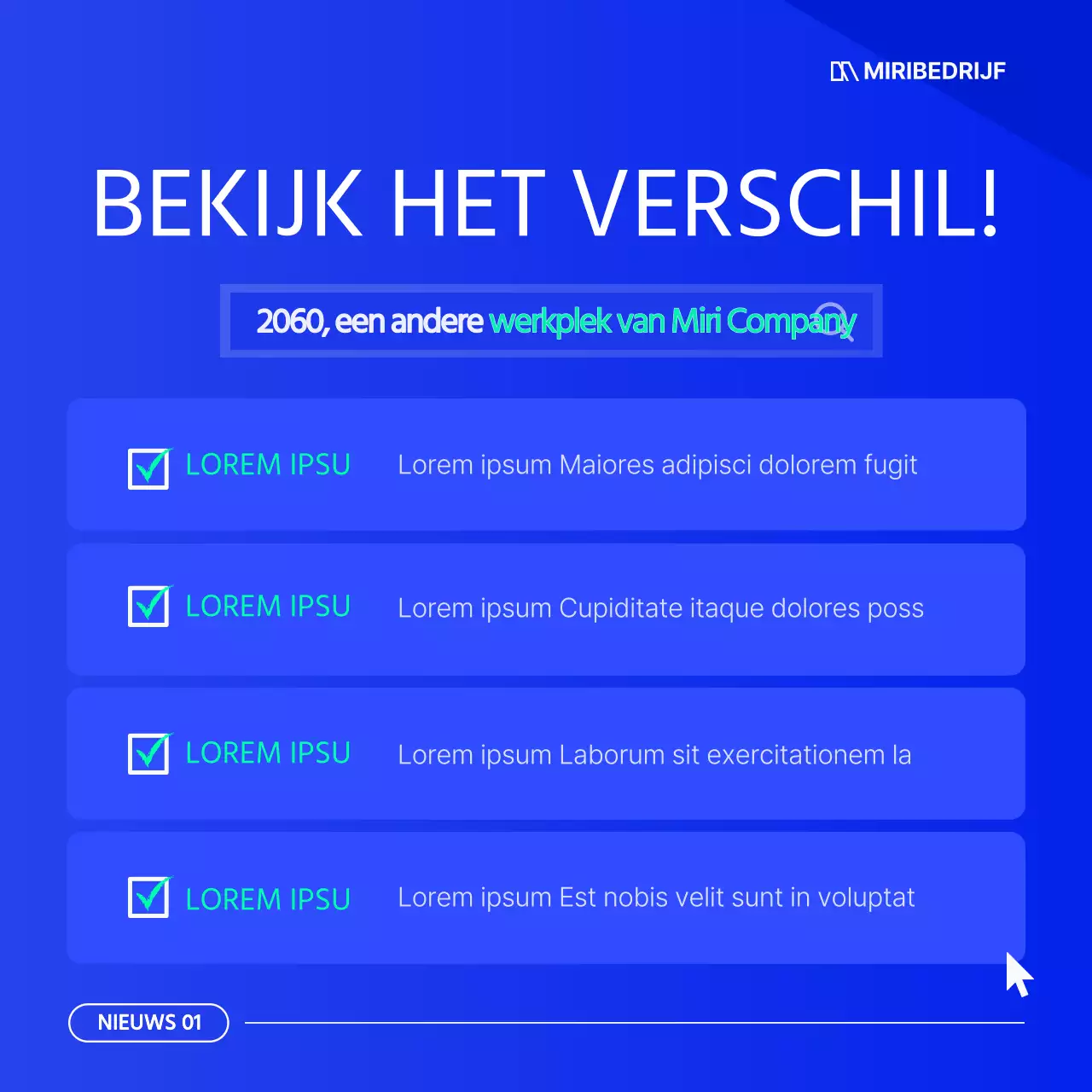 Een eenvoudige blauw-witte zakelijke nieuwsbrief