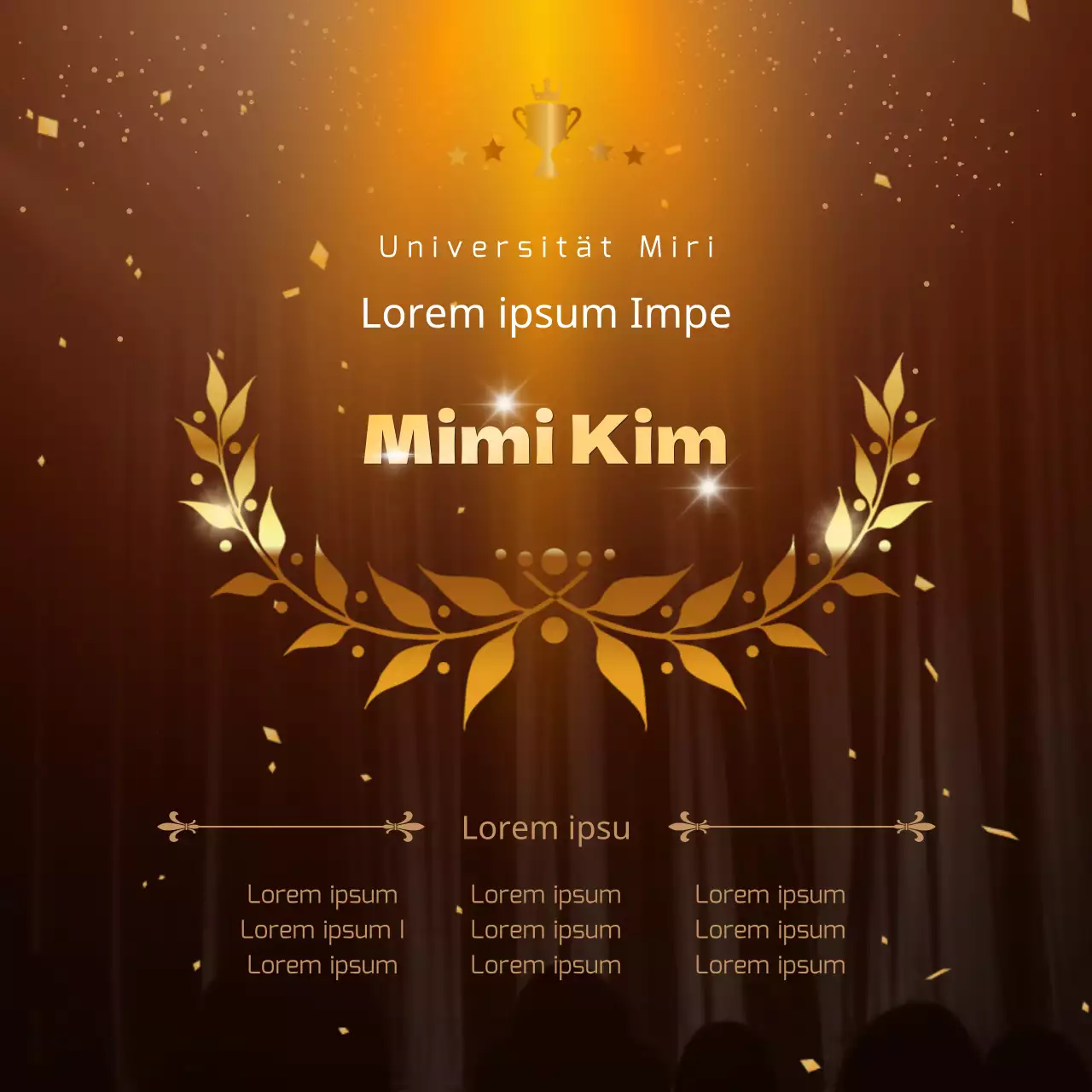 Bekanntgabe der erfolgreichen Bewerber in braunem Luxus