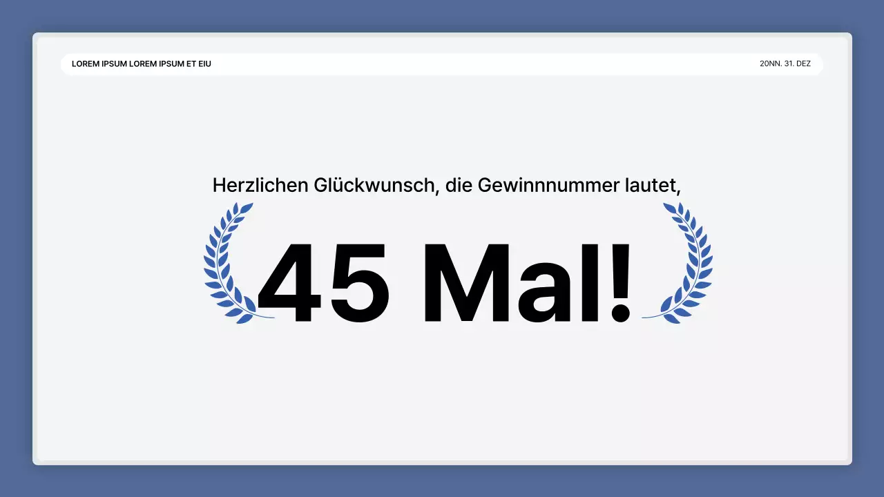 Eine einfache blau-weiße Leistungspräsentation und ein Veranstaltungsbericht zum Jahresende