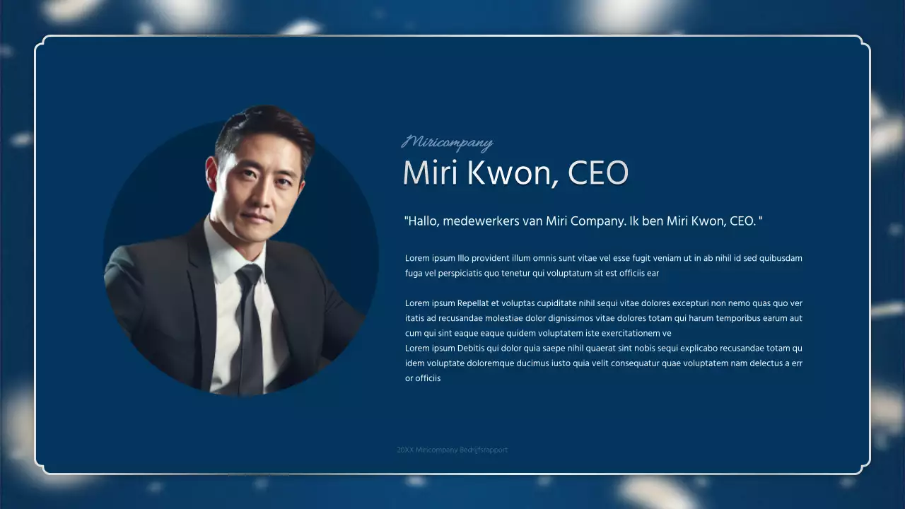 Een luxueus eindejaarsrapport in marineblauw en zilver